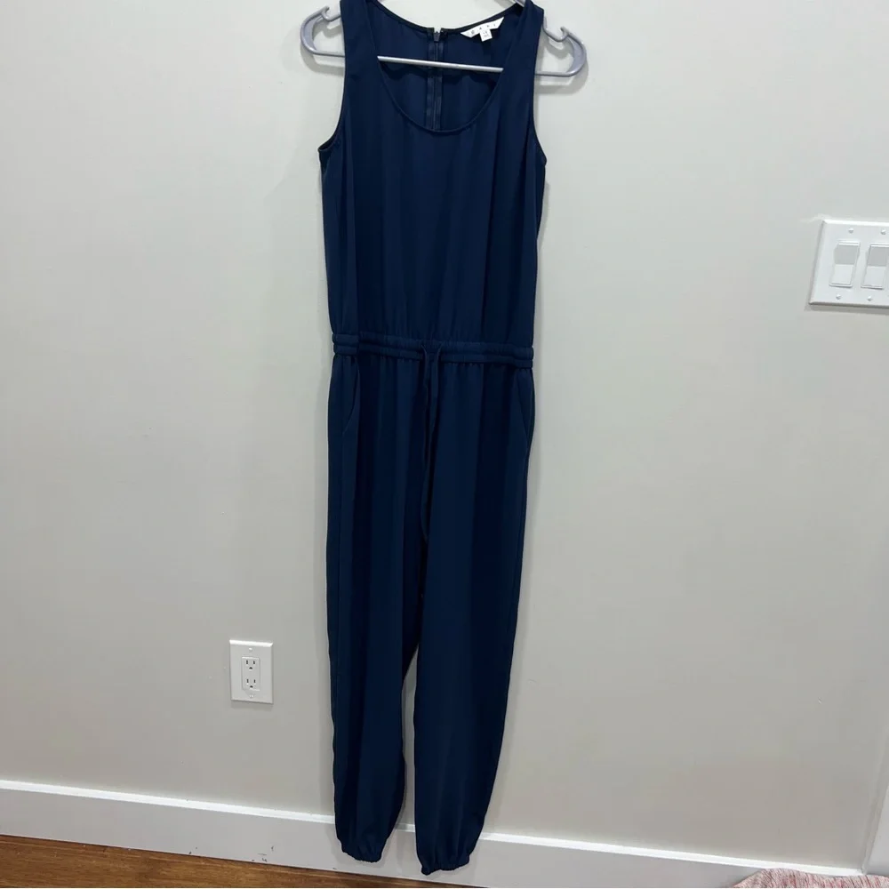 CAbi Navy Blue Sleeveless Drawstring Jumpsuit - Picture 2 of 12